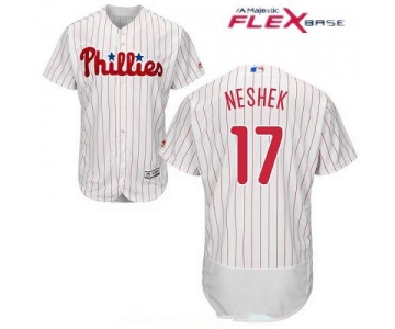 Men's Philadelphia Phillies #17 Pat Neshek White Home Stitched MLB Majestic Flex Base Jersey