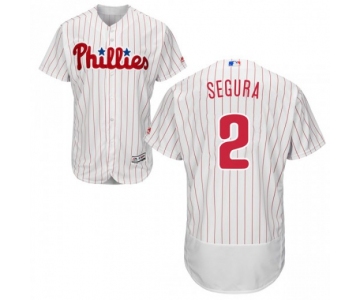 Men's Philadelphia Phillies #2 Jean Segura White Flex Base Home Jersey