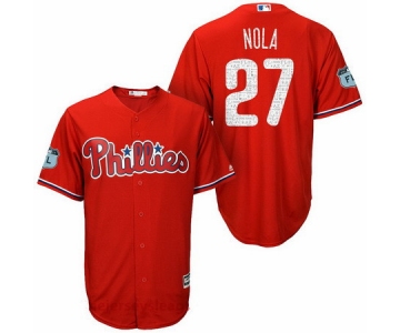 Men's Philadelphia Phillies #27 Aaron Nola Red 2017 Spring Training Stitched MLB Majestic Cool Base Jersey