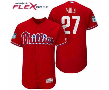 Men's Philadelphia Phillies #27 Aaron Nola Red 2017 Spring Training Stitched MLB Majestic Flex Base Jersey