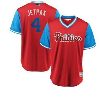 Men's Philadelphia Phillies 4 Scott Kingery Jetpax Majestic Scarlet 2018 Players' Weekend Cool Base Jersey