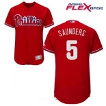 Men's Philadelphia Phillies #5 Michael Saunders Red Alternate Stitched MLB Majestic Flex Base Jersey