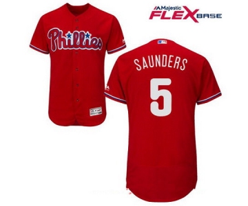 Men's Philadelphia Phillies #5 Michael Saunders Red Alternate Stitched MLB Majestic Flex Base Jersey