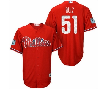 Men's Philadelphia Phillies #51 Carlos Ruiz Red 2017 Spring Training Stitched MLB Majestic Cool Base Jersey