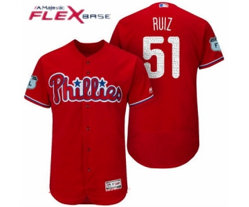 Men's Philadelphia Phillies #51 Carlos Ruiz Red 2017 Spring Training Stitched MLB Majestic Flex Base Jersey