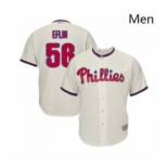 Mens Philadelphia Phillies 56 Zach Eflin Replica Cream Alternate Cool Base Baseball Jersey
