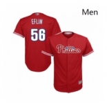 Mens Philadelphia Phillies 56 Zach Eflin Replica Red Alternate Cool Base Baseball Jersey
