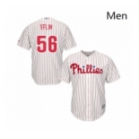 Mens Philadelphia Phillies 56 Zach Eflin Replica White Red Strip Home Cool Base Baseball Jersey