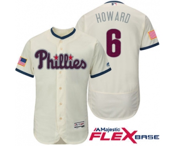 Men's Philadelphia Phillies #6 Ryan Howard Cream Stars & Stripes Fashion Independence Day Stitched MLB Majestic Flex Base Jersey