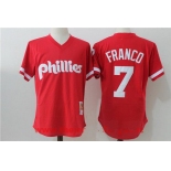 Men's Philadelphia Phillies #7 Maikel Franco Red Throwback Mesh Batting Practice Stitched MLB Mitchell & Ness Jersey
