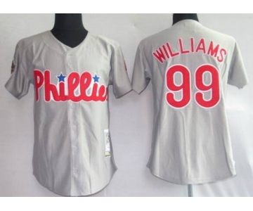 Men's Philadelphia Phillies #99 Mitch Williams Gray Mitchell & Ness Throwback Jersey