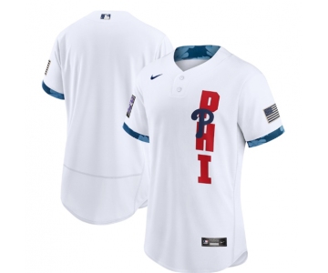 Men's Philadelphia Phillies Blank 2021 White All-Star Flex Base Stitched MLB Jersey