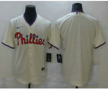 Men's Philadelphia Phillies Blank Cream Stitched MLB Cool Base Nike Jersey