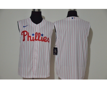 Men's Philadelphia Phillies Blank White 2020 Cool and Refreshing Sleeveless Fan Stitched MLB Nike Jersey