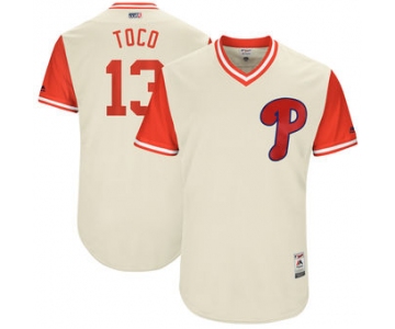 Men's Philadelphia Phillies Freddy Galvis Toco Majestic Tan 2017 Players Weekend Authentic Jersey