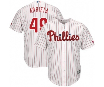 Men's Phillies 49 Jake Arrieta White Cool Base Jersey