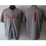 Philadelphia Phillies #1 Richie Ashburn 1950 Gray Wool Throwback Jersey
