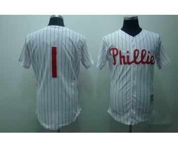Philadelphia Phillies #1 Richie Ashburn 1950 White Thorwback Jersey