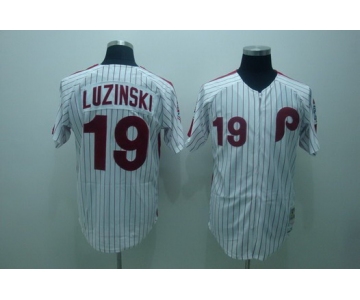 Philadelphia Phillies #19 Greg Luzinski 1976 White Throwback Jersey