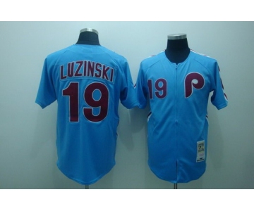 Philadelphia Phillies #19 Greg Luzinski 1980 Blue Throwback Jersey