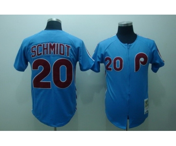 Philadelphia Phillies #20 Mike Schmidt 1980 Blue Throwback Jersey