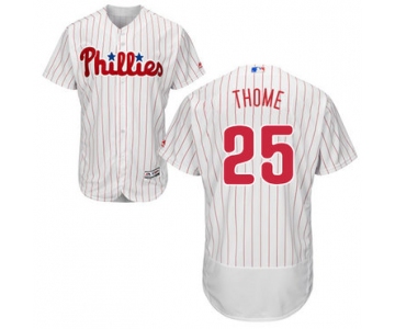Philadelphia Phillies #25 Jim Thome White(Red Strip) Flexbase Authentic Collection Stitched Baseball Jersey