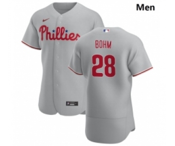 Philadelphia Phillies 28 Alec Bohm Men Nike Gray Road 2020 Authentic Player MLB Jersey