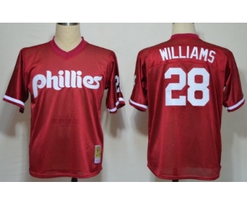 Philadelphia Phillies #28 Mitch Williams 1991 Mesh BP Red Throwback Jersey