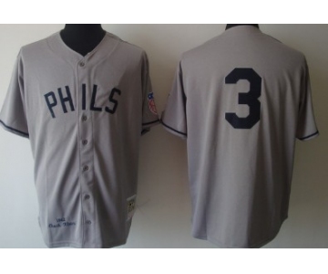 Philadelphia Phillies #3 Chuck Klein 1942 Gray Wool Throwback Jersey