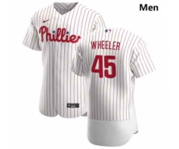 Philadelphia Phillies 45 Zack Wheeler Men Nike White Home 2020 Authentic Player MLB Jersey