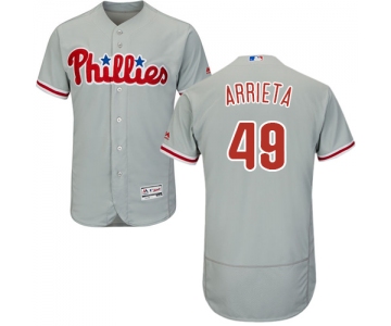Philadelphia Phillies #49 Jake Arrieta Grey Flexbase Authentic Collection Stitched MLB Jersey