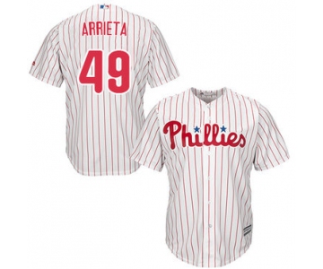 Philadelphia Phillies #49 Jake Arrieta White(Red Strip) New Cool Base Stitched MLB Jersey