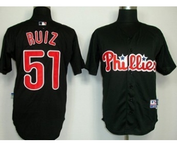Philadelphia Phillies #51 Carlos Ruiz Black Jersey
