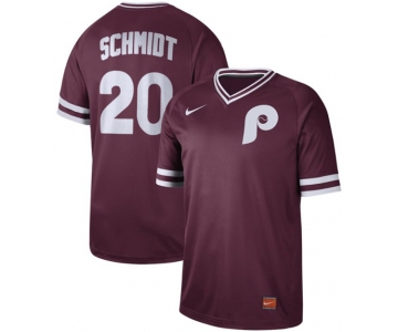 Phillies #20 Mike Schmidt Maroon Authentic Cooperstown Collection Stitched Baseball Jersey