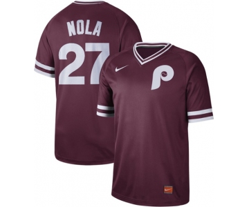 Phillies #27 Aaron Nola Maroon Authentic Cooperstown Collection Stitched Baseball Jersey