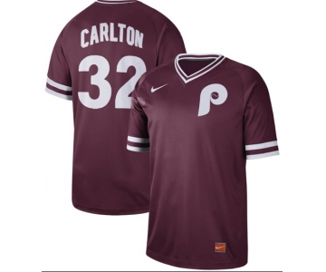 Phillies #32 Steve Carlton Maroon Authentic Cooperstown Collection Stitched Baseball Jersey