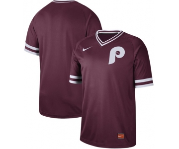 Phillies Blank Maroon Authentic Cooperstown Collection Stitched Baseball Jersey