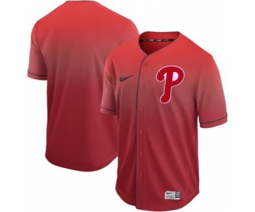 Phillies Blank Red Fade Authentic Stitched Baseball Jersey
