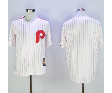Phillies Blank White(Red Strip) Cooperstown Stitched MLB Jersey