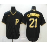 Men's Pittsburgh Pirates #21 Roberto Clemente Black Stitched MLB Cool Base Nike Jersey