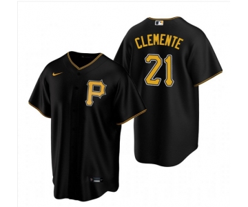 Men's Pittsburgh Pirates #21 Roberto Clemente Black Stitched MLB Cool Base Nike Jersey