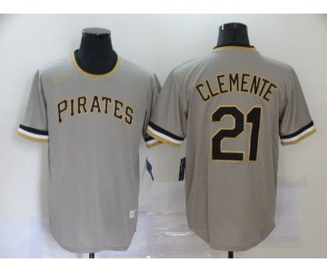 Men's Pittsburgh Pirates #21 Roberto Clemente Grey Pullover Cooperstown Collection Stitched MLB Nike Jersey