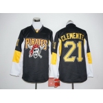 Men's Pittsburgh Pirates #21 Roberto Clemente Retired Black Long Sleeve Baseball Jersey