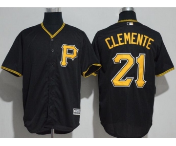 Men's Pittsburgh Pirates #21 Roberto Clemente Retired Black Stitched MLB Majestic Cool Base Jersey