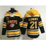Men's Pittsburgh Pirates #21 Roberto Clemente Retired Player Alternate Black MLB Hoodie