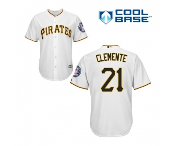 Men's Pittsburgh Pirates 21 Roberto Clemente White 2019 Hall of Fame Induction Patch Cool Base Jersey
