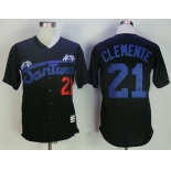 Men's Puerto Rico Cangrejeros De Santurce #21 Roberto Clemente Black Stitched Baseball Jersey