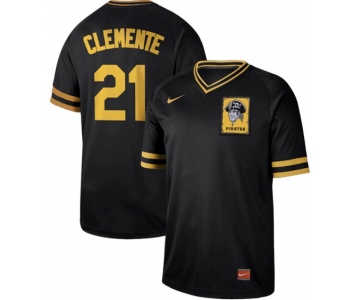 Pirates #21 Roberto Clemente Black Authentic Cooperstown Collection Stitched Baseball Jersey