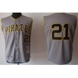 Pittsburgh Pirates #21 Roberto Clemente 1960 Gray Sleeveless Throwback Jersey