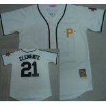 Pittsburgh Pirates #21 Roberto Clemente Cream Throwback Jersey
